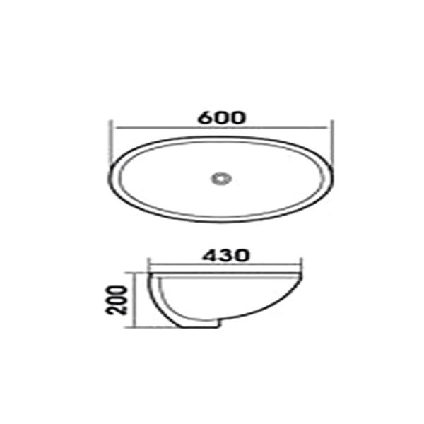 DROP Bath And Kitchen 23.6'' White Ceramic Oval Undermount Bathroom